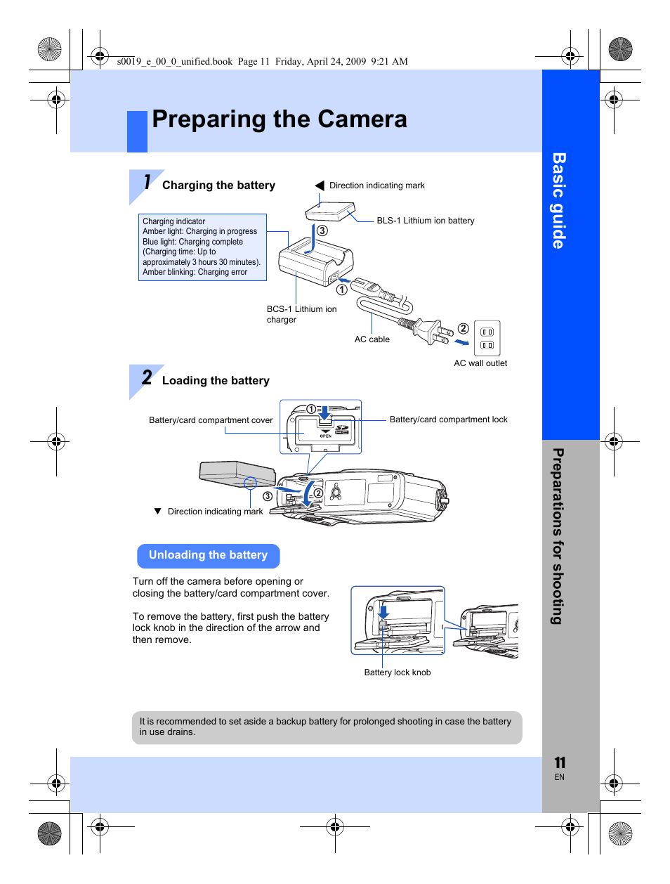 Preparing the camera, Basic guid e | Olympus E-P1 User Manual | Page 11 / 164