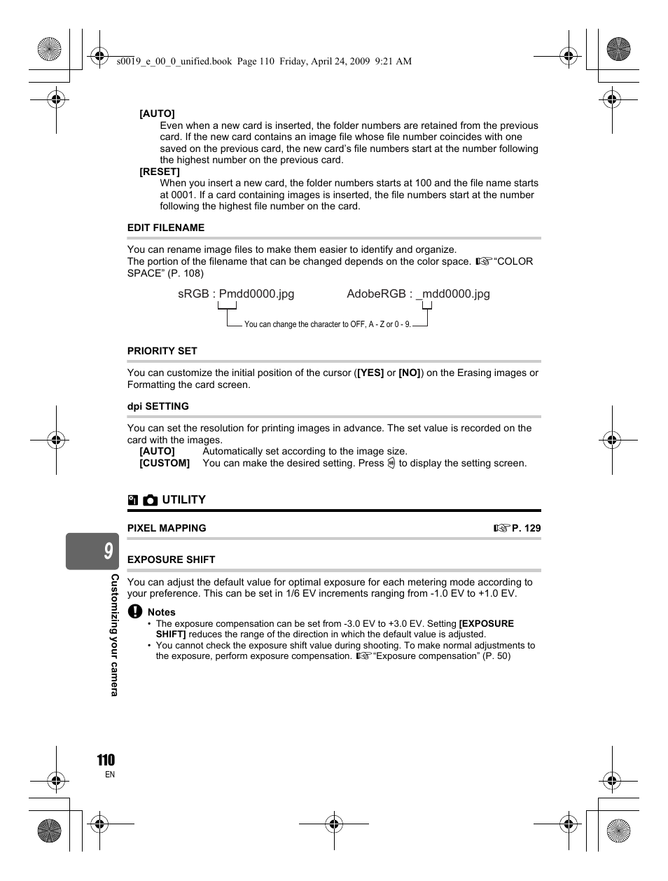 Olympus E-P1 User Manual | Page 110 / 164