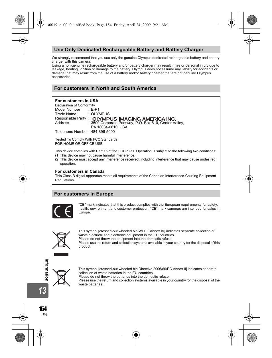 Olympus E-P1 User Manual | Page 154 / 164