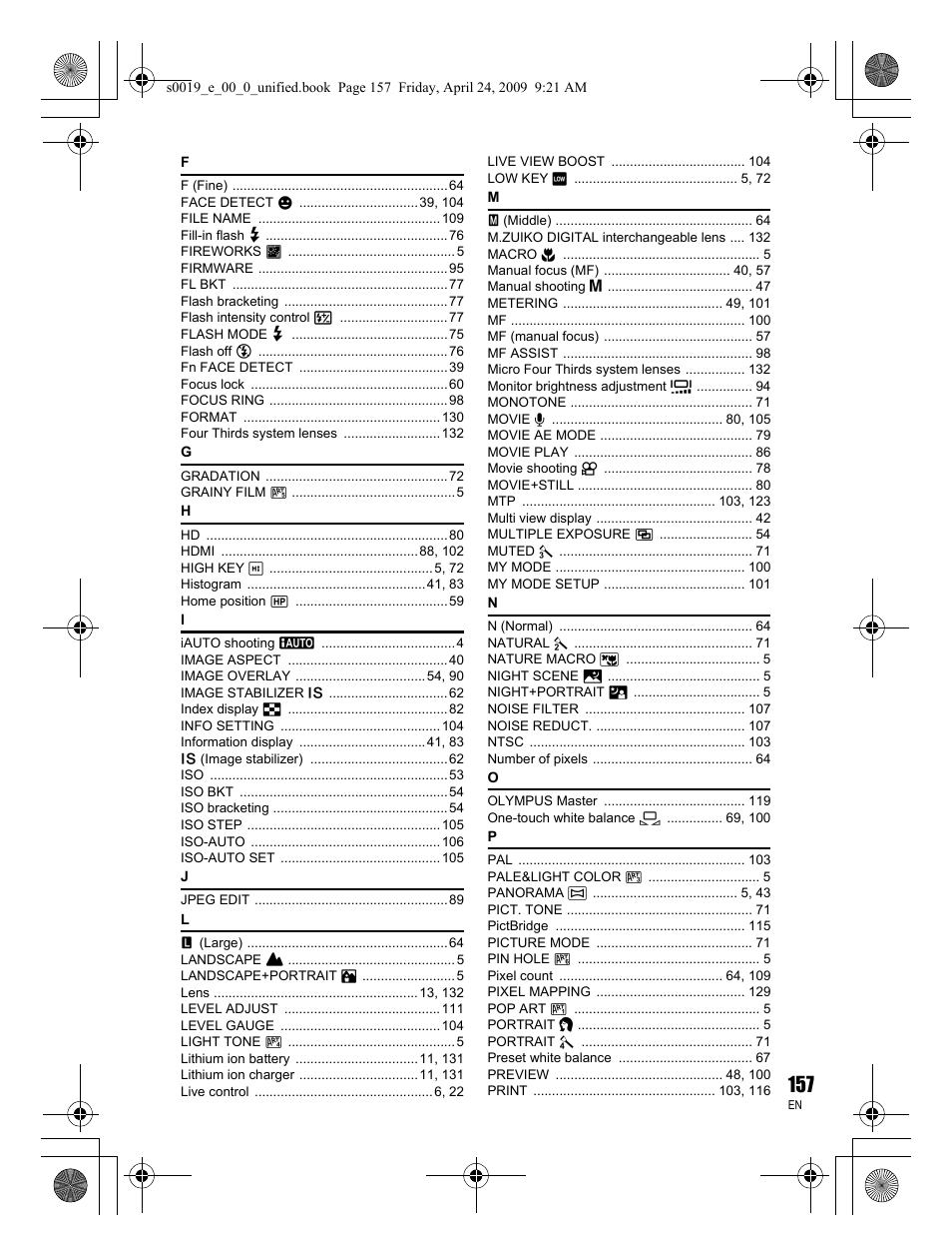 Olympus E-P1 User Manual | Page 157 / 164