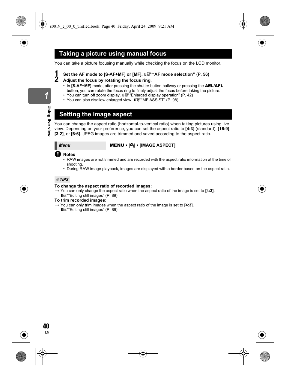 Olympus E-P1 User Manual | Page 40 / 164