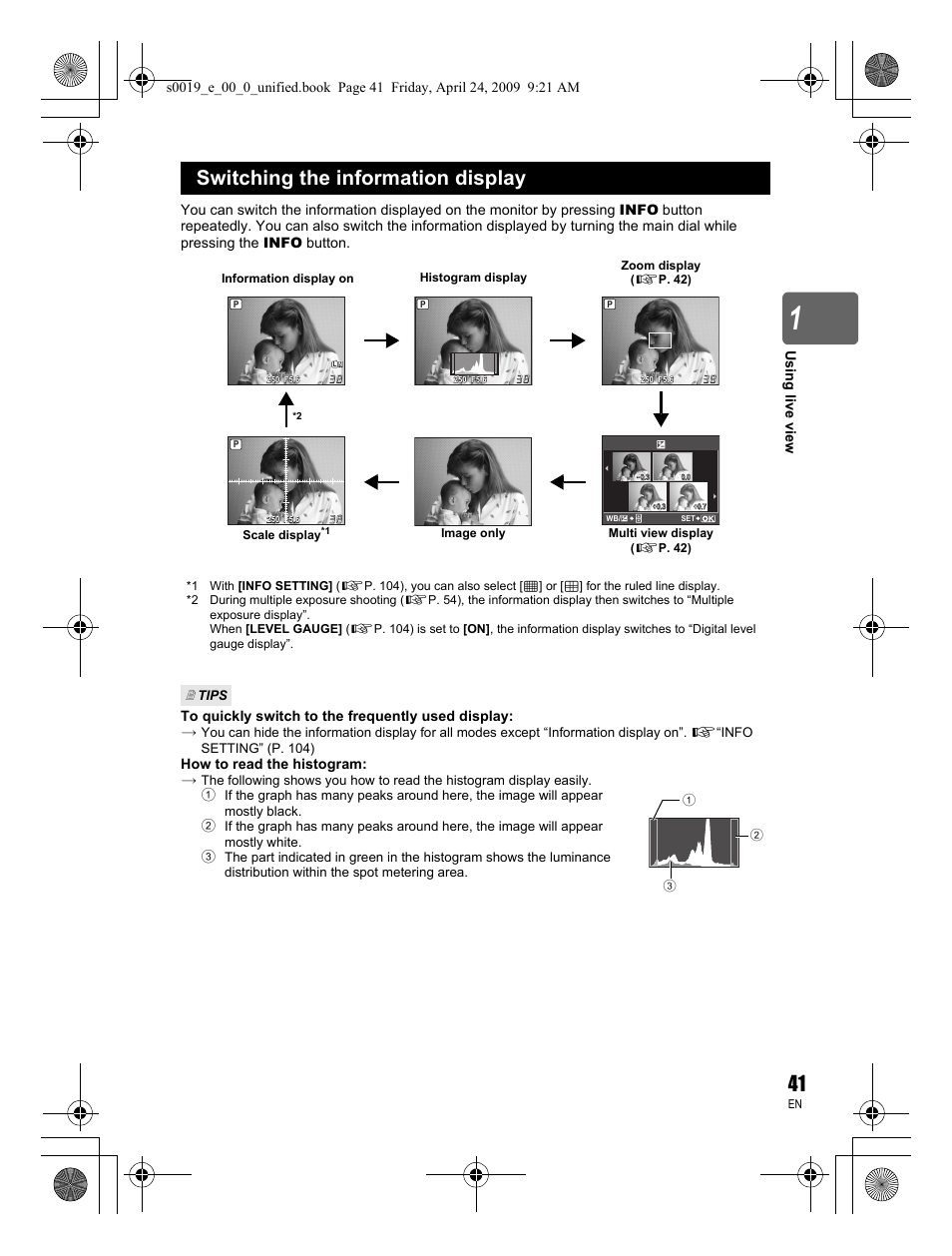Switching the information display | Olympus E-P1 User Manual | Page 41 / 164