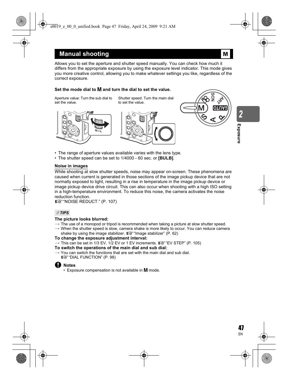 Manual shooting | Olympus E-P1 User Manual | Page 47 / 164