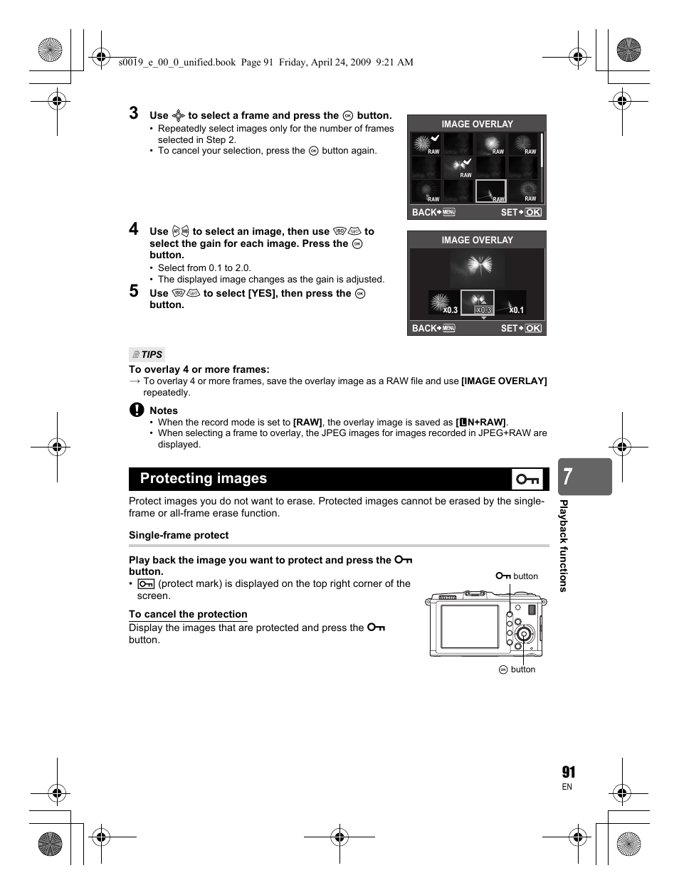 Protecting images | Olympus E-P1 User Manual | Page 91 / 164