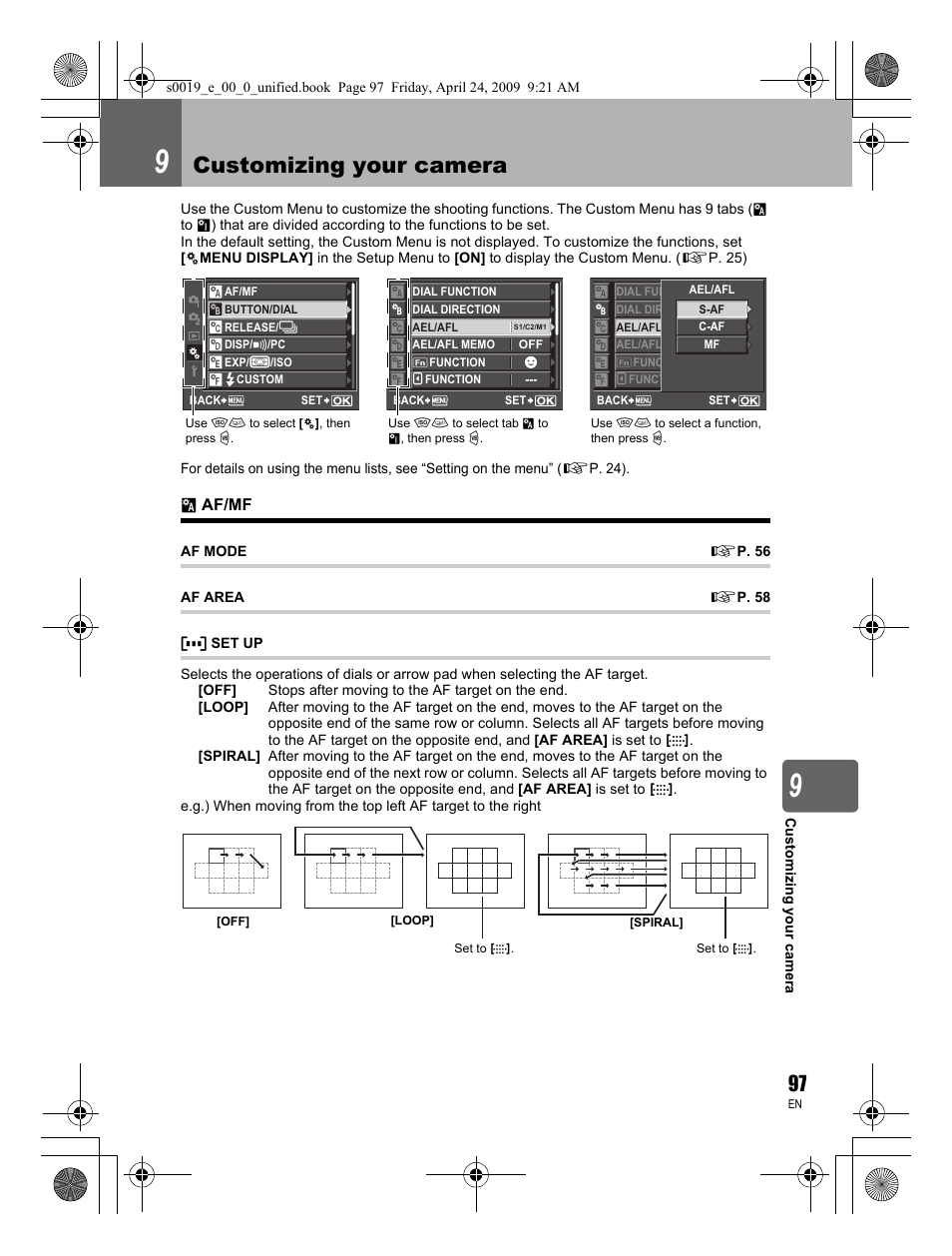 Customizing your camera | Olympus E-P1 User Manual | Page 97 / 164