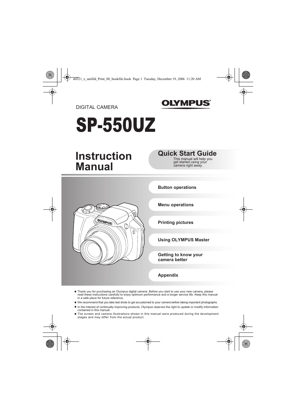 Olympus SP-550 UZ User Manual | 100 pages