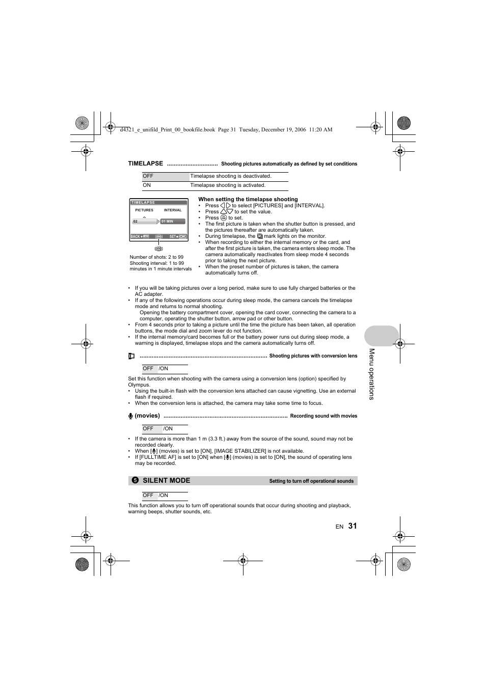 G “r (movies) recording sound with movies” (p.31), P.31 | Olympus SP-550 UZ User Manual | Page 31 / 100