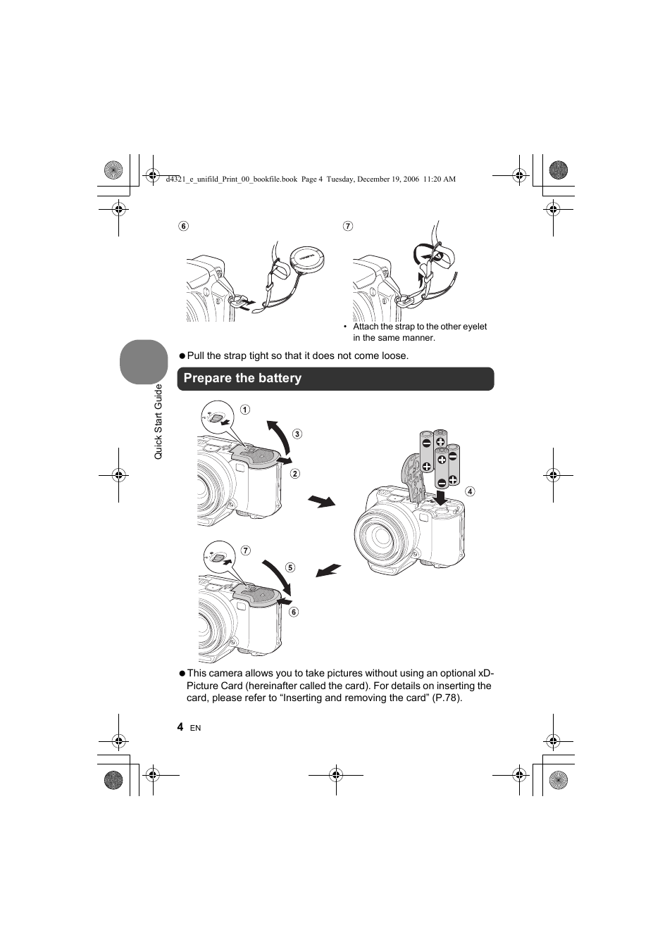 Prepare the battery | Olympus SP-550 UZ User Manual | Page 4 / 100