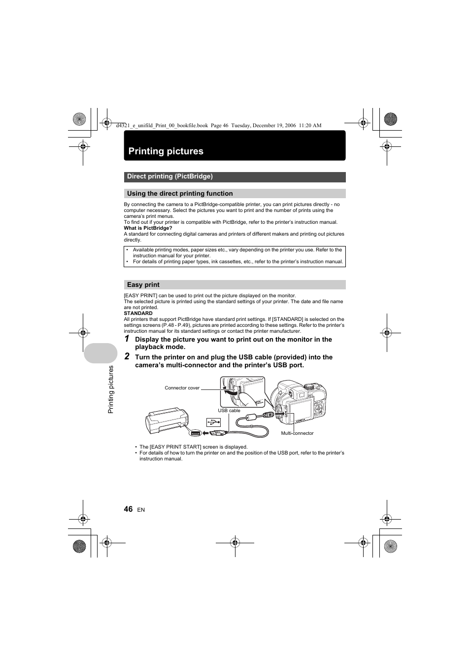 Printing pictures, P.46 | Olympus SP-550 UZ User Manual | Page 46 / 100