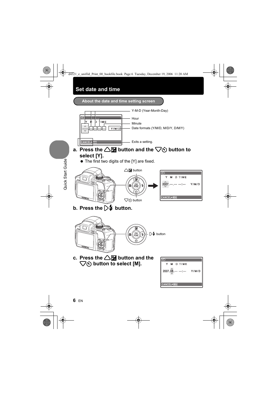 Set date and time | Olympus SP-550 UZ User Manual | Page 6 / 100