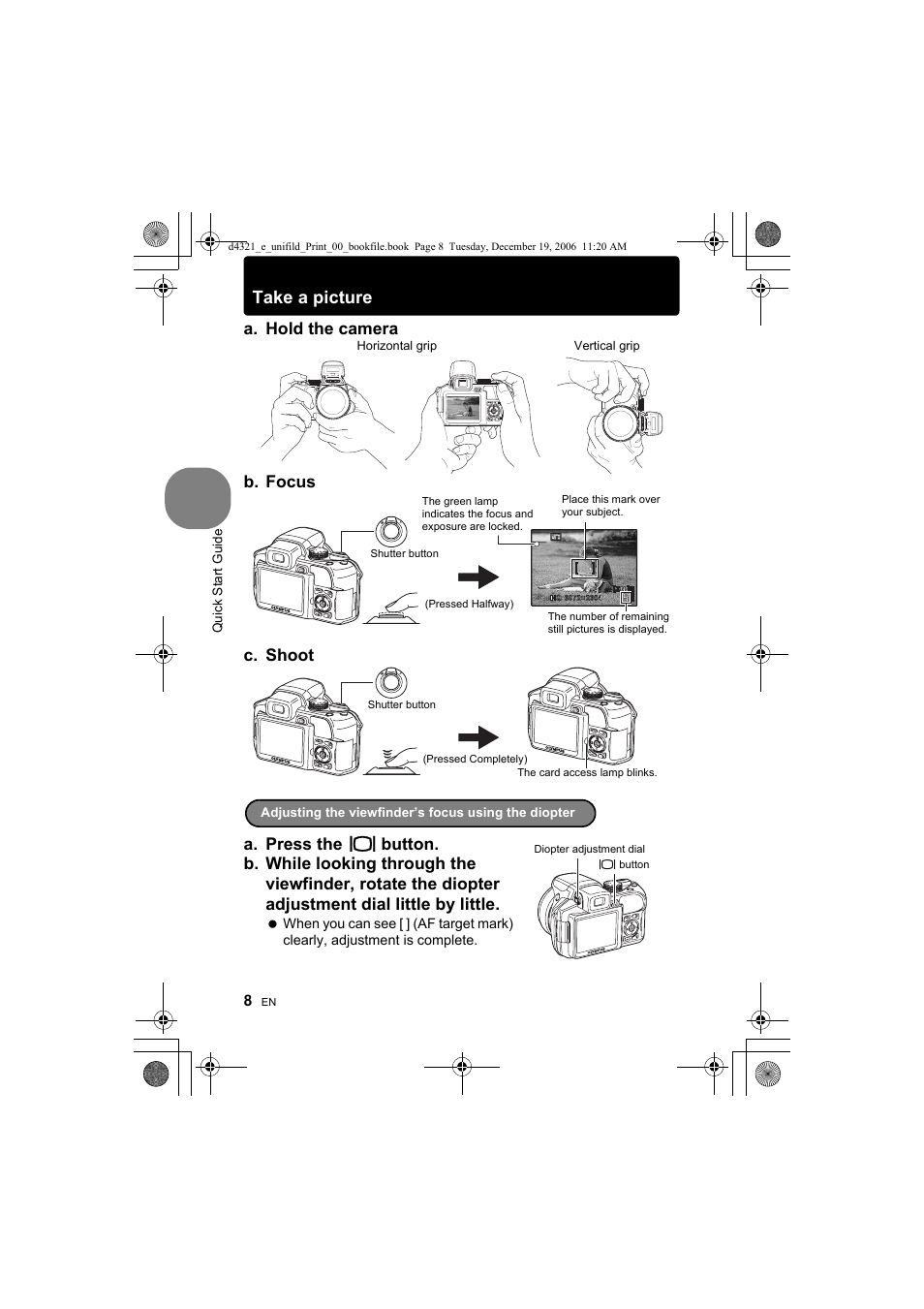 Take a picture | Olympus SP-550 UZ User Manual | Page 8 / 100