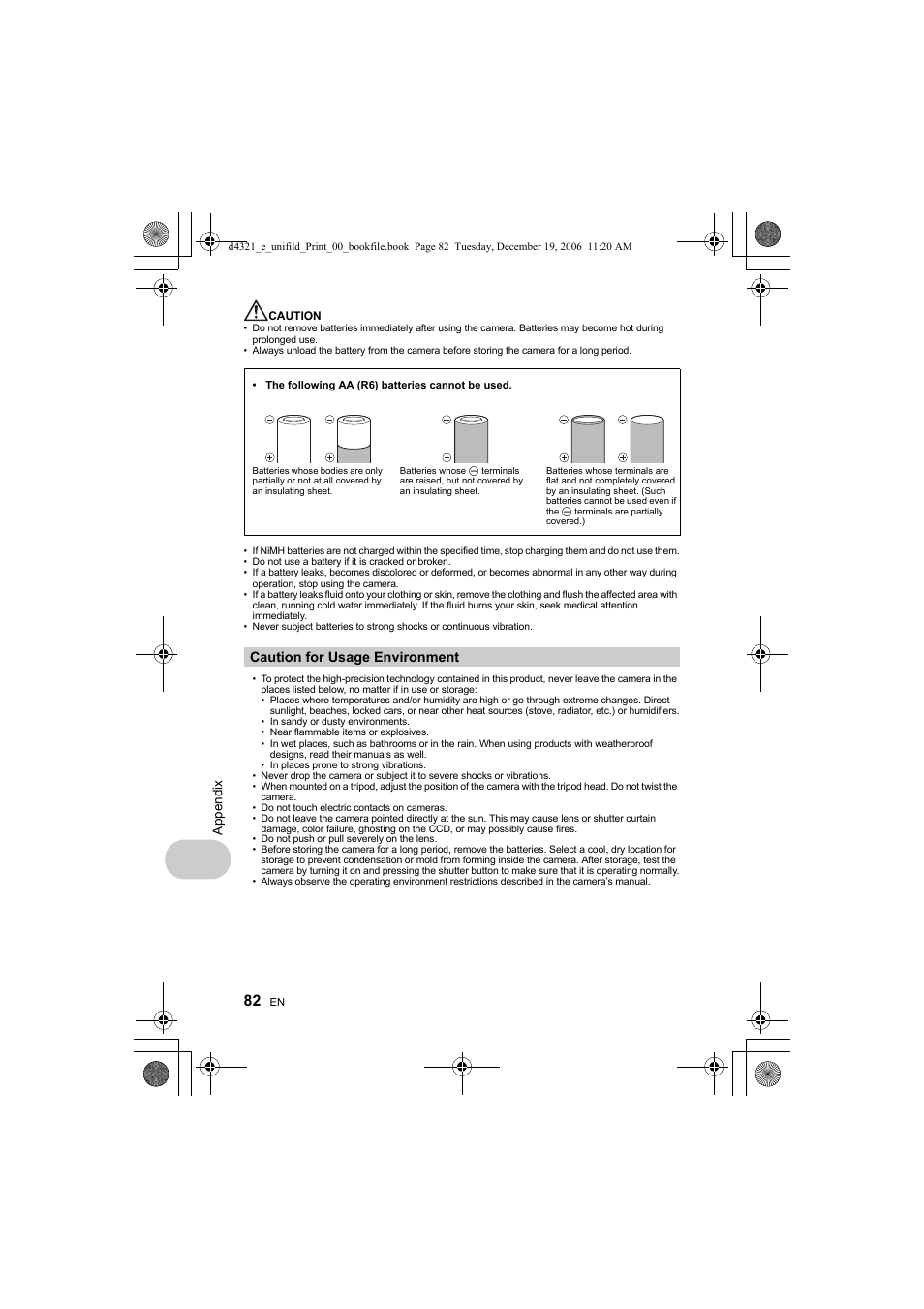 Caution for usage environment | Olympus SP-550 UZ User Manual | Page 82 / 100