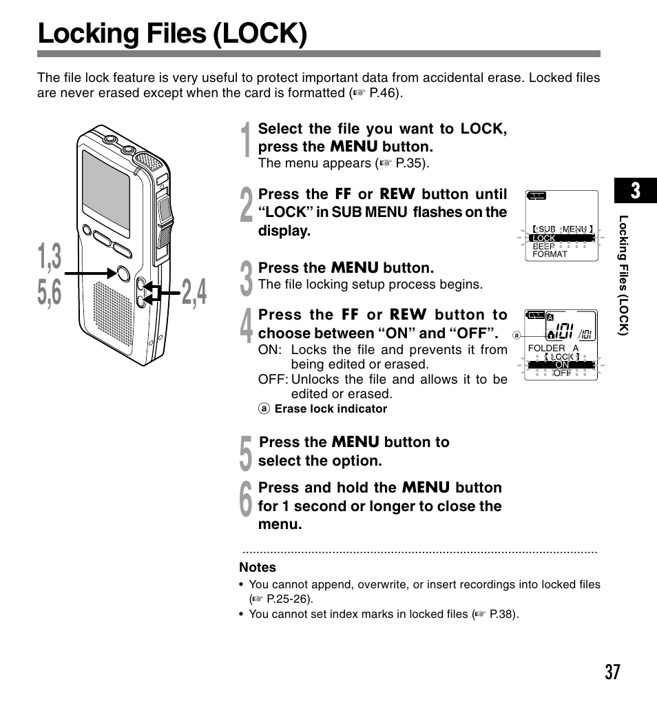 Locking files (lock) | Olympus DS-4000 User Manual | Page 37 / 88