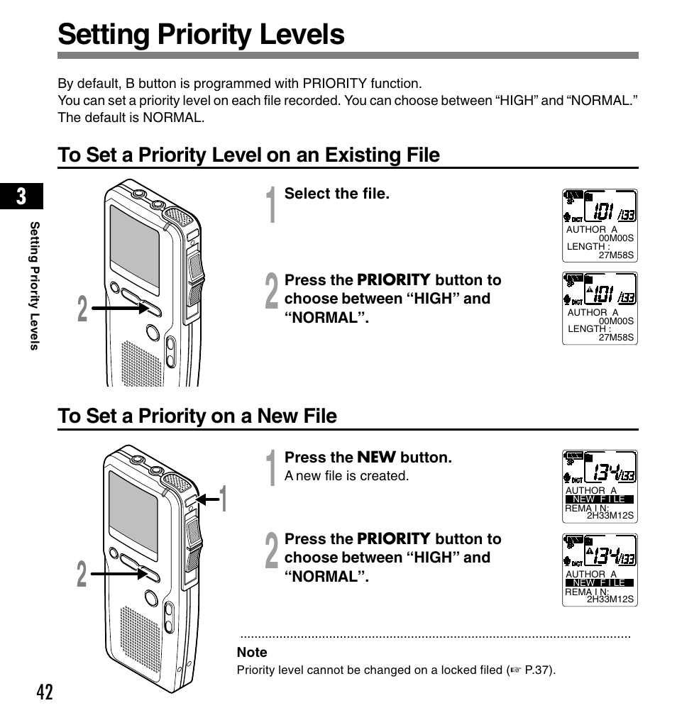 Setting priority levels | Olympus DS-4000 User Manual | Page 42 / 88