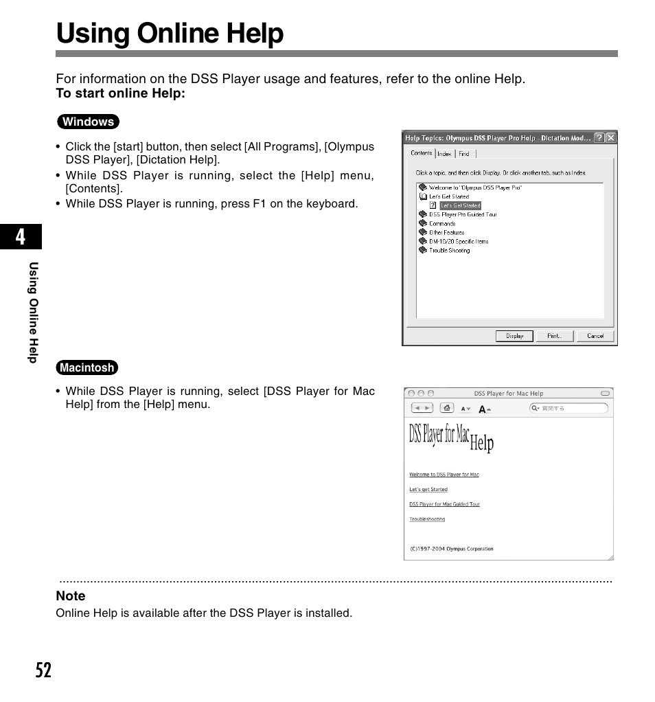 Using online help | Olympus DS-4000 User Manual | Page 52 / 88