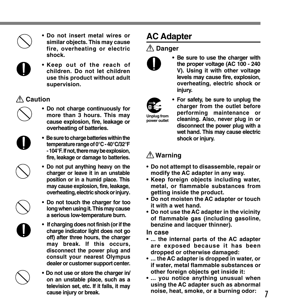 7ac adapter | Olympus DS-4000 User Manual | Page 7 / 88