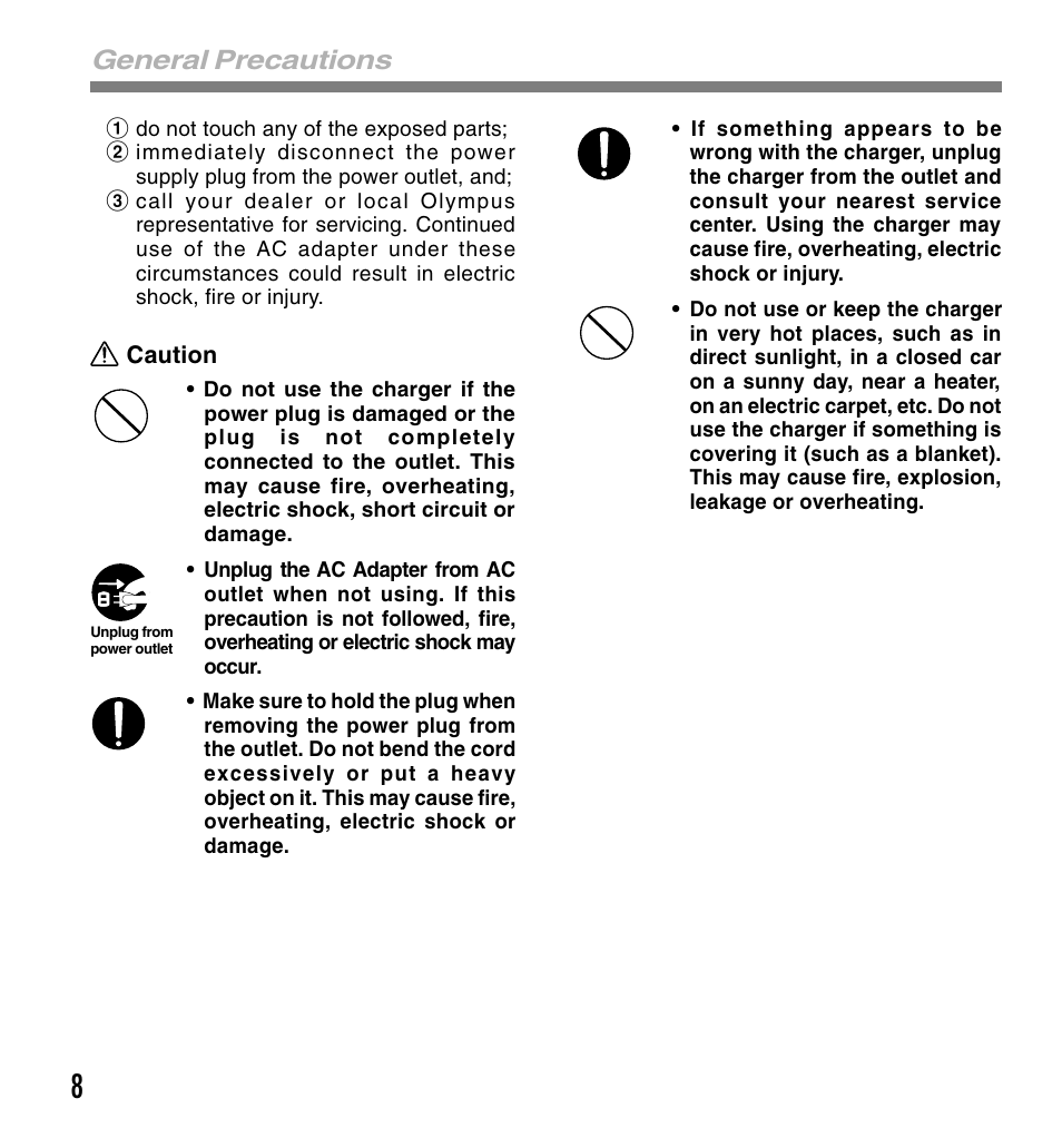 General precautions | Olympus DS-4000 User Manual | Page 8 / 88