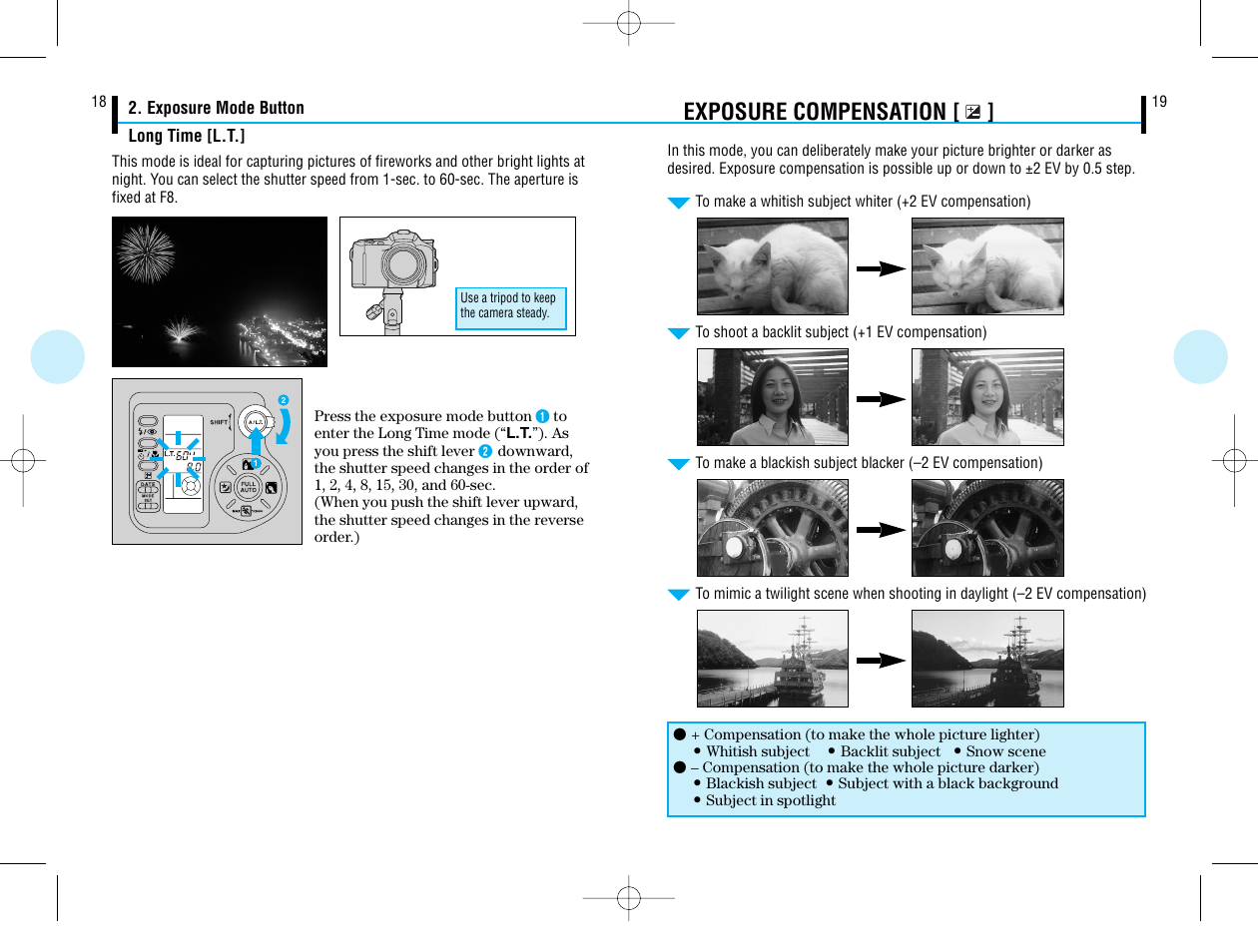 Exposure compensation | Olympus IS-50 QD User Manual | Page 10 / 15