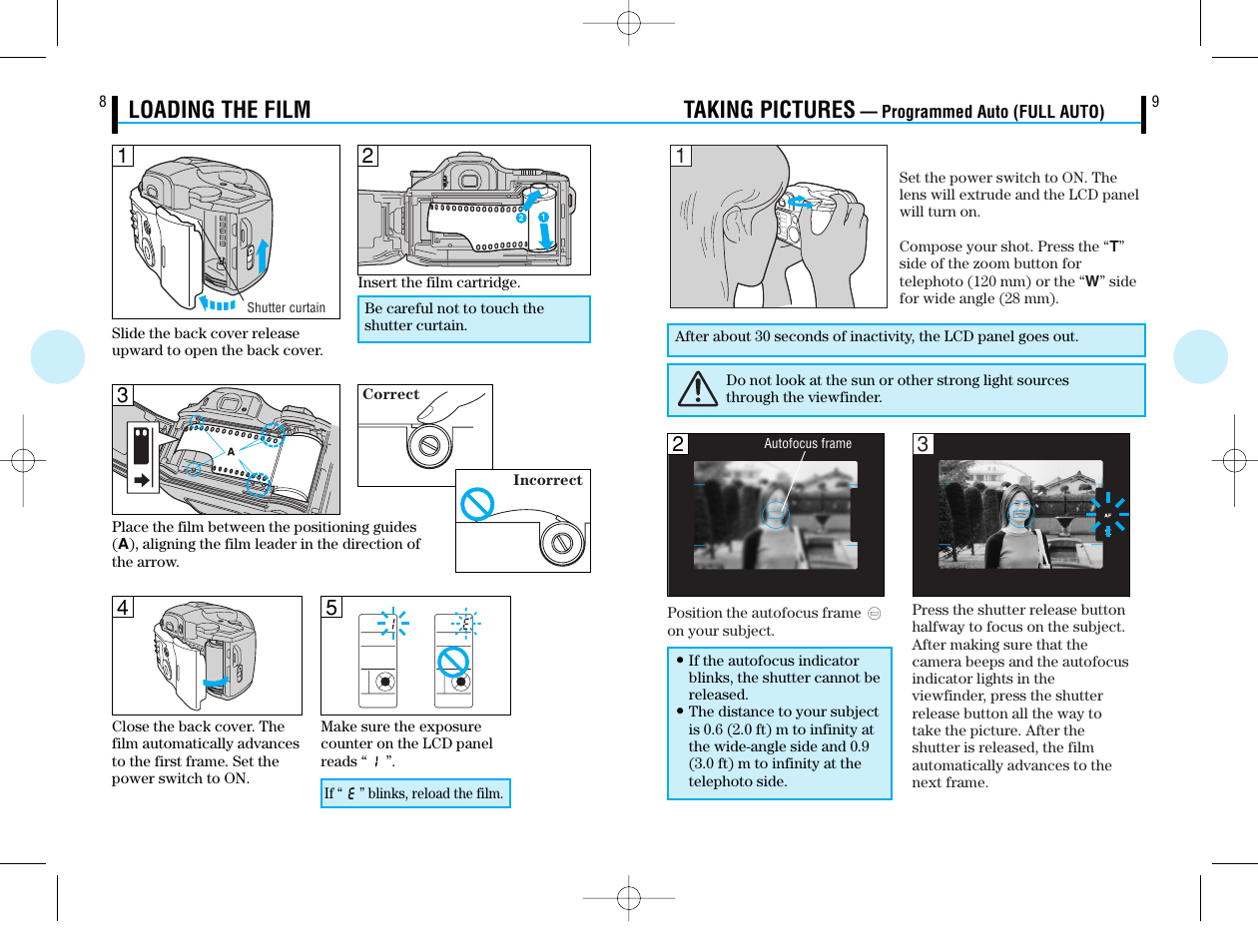 Taking pictures, Loading the film | Olympus IS-50 QD User Manual | Page 5 / 15