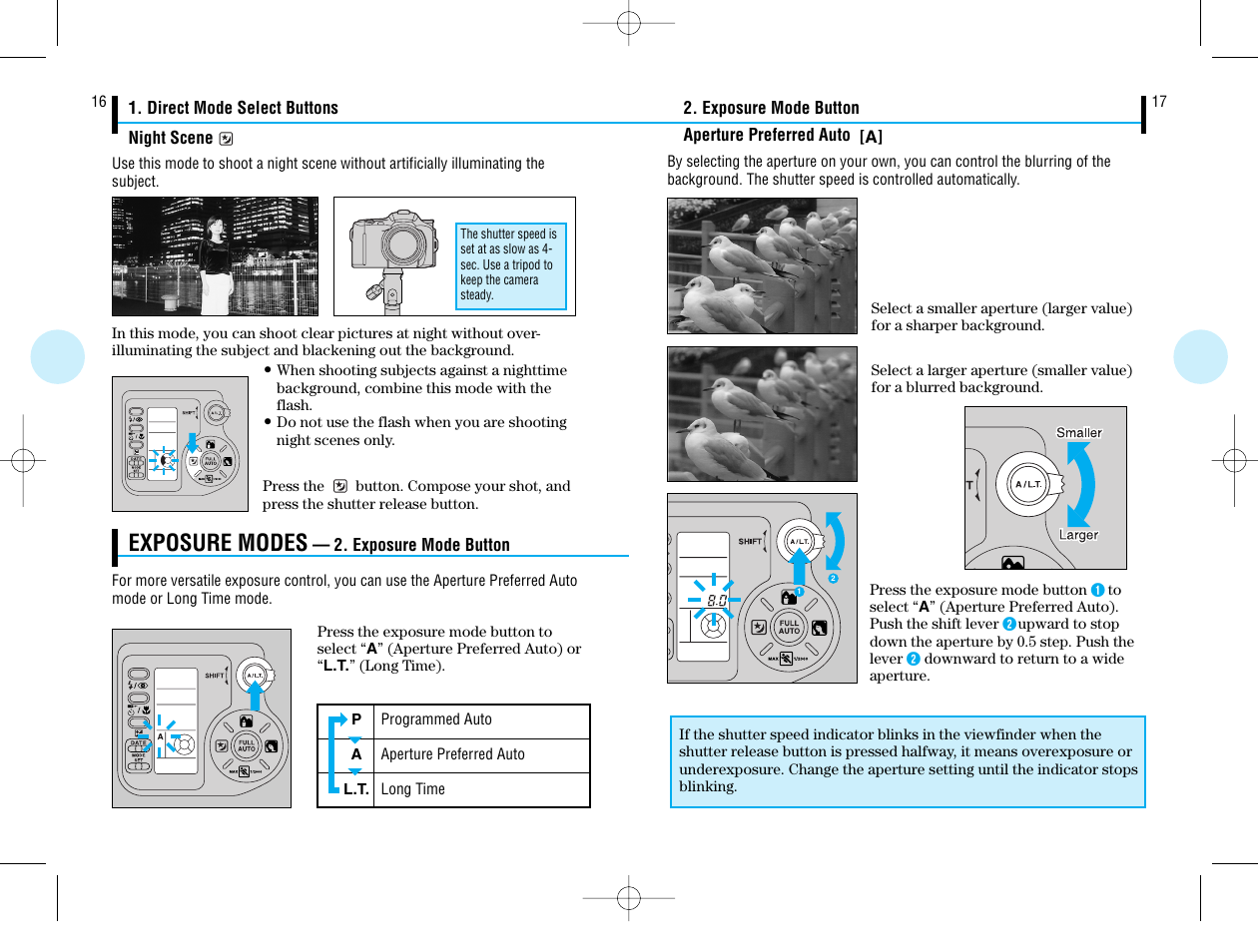 Exposure modes | Olympus IS-50 QD User Manual | Page 9 / 15
