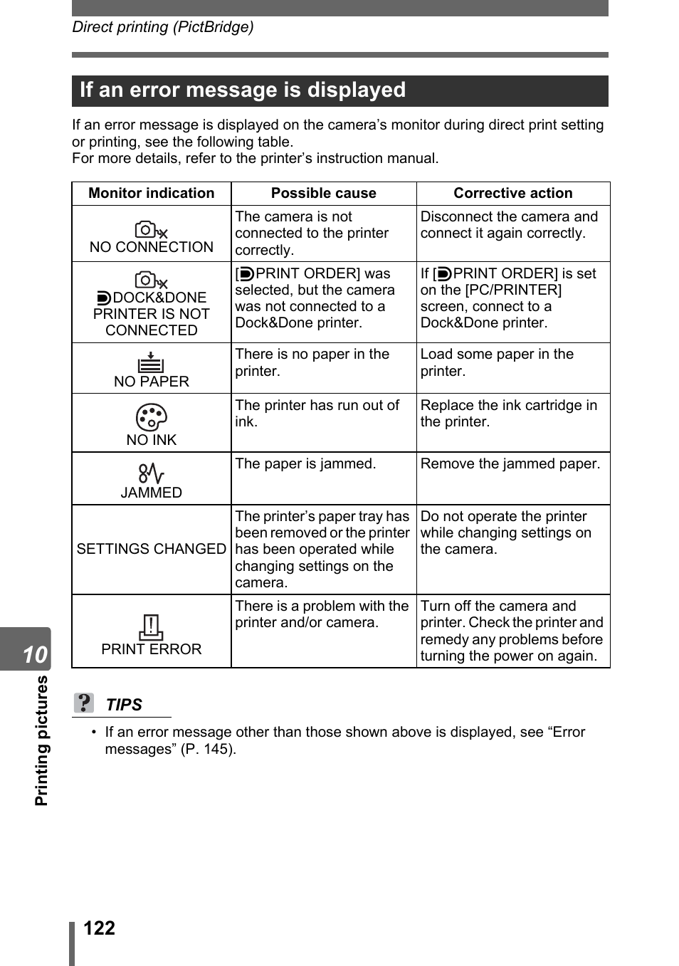 If an error message is displayed | Olympus IR-300 User Manual | Page 122 / 182