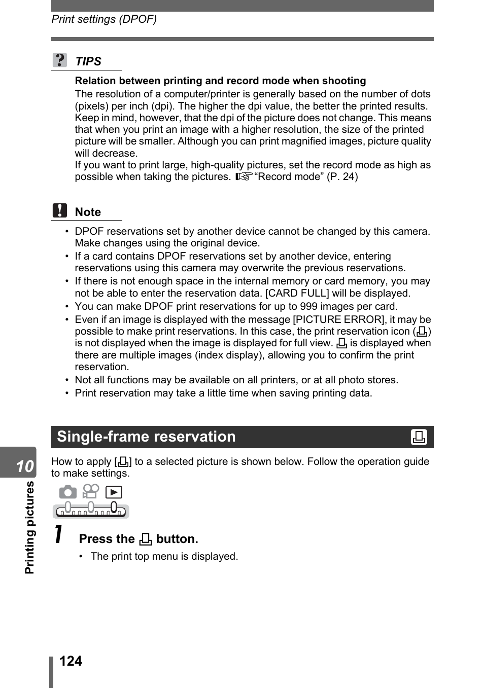 Single-frame reservation | Olympus IR-300 User Manual | Page 124 / 182