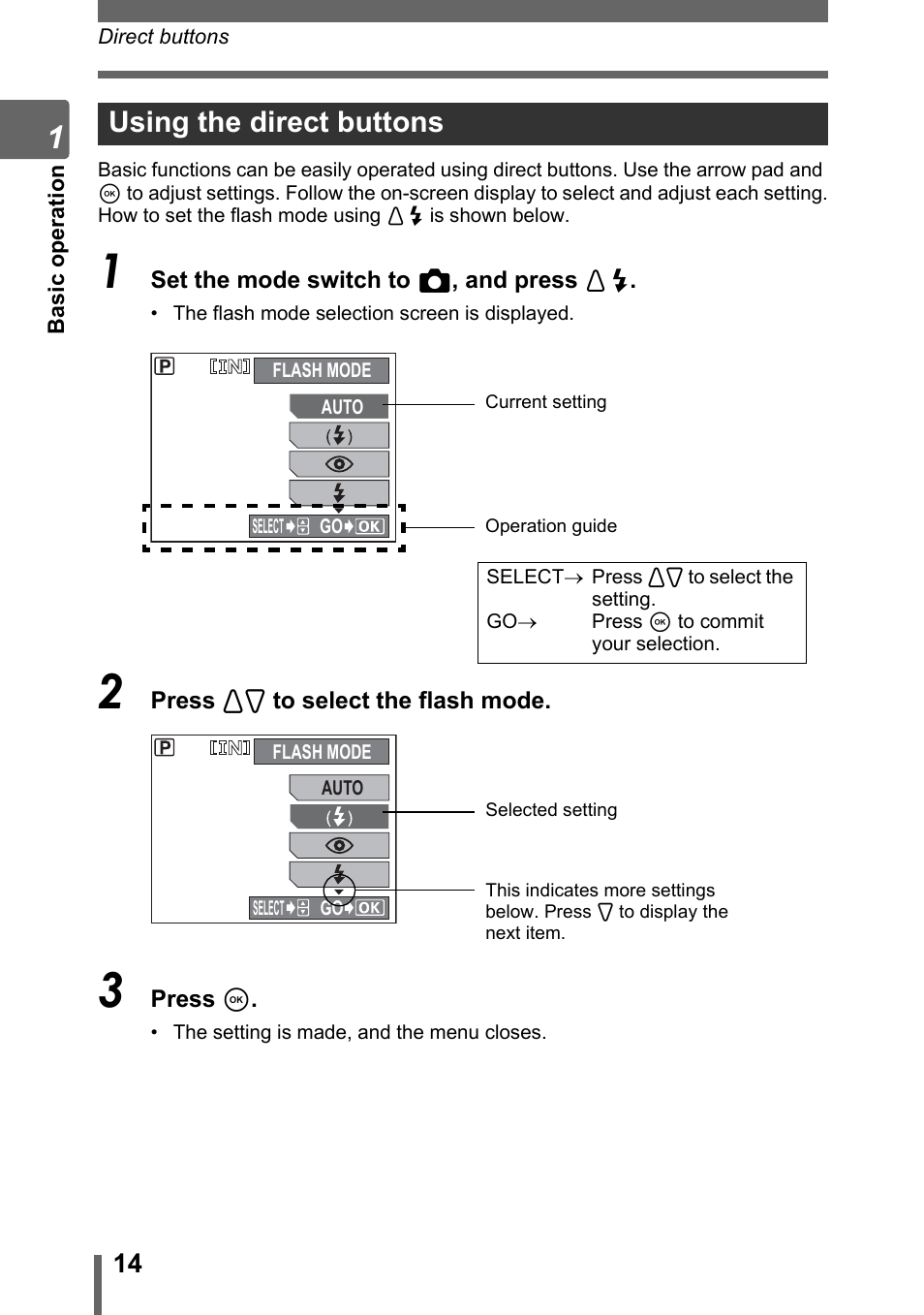 Using the direct buttons | Olympus IR-300 User Manual | Page 14 / 182