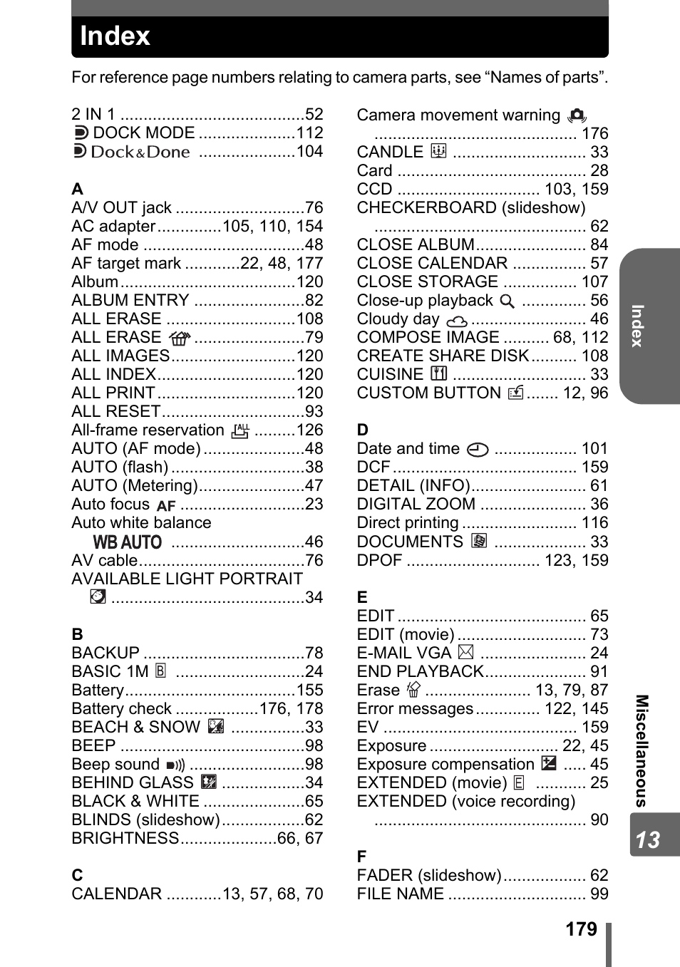 Index | Olympus IR-300 User Manual | Page 179 / 182