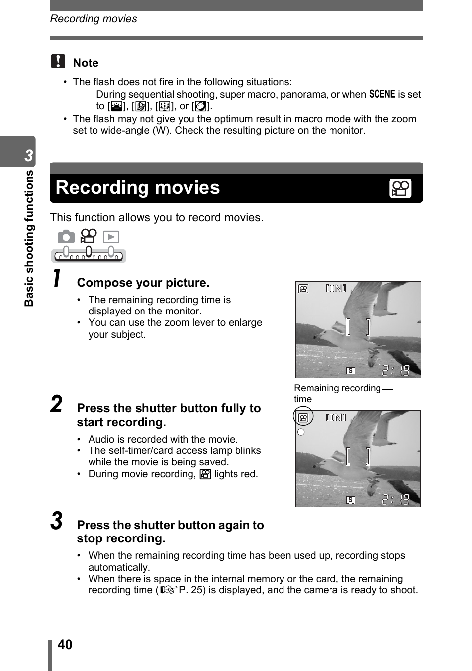 Recording movies | Olympus IR-300 User Manual | Page 40 / 182