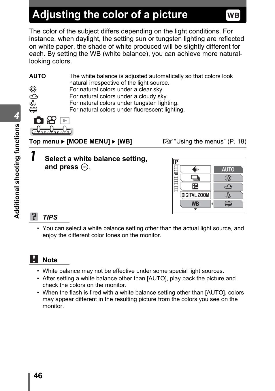 Adjusting the color of a picture | Olympus IR-300 User Manual | Page 46 / 182