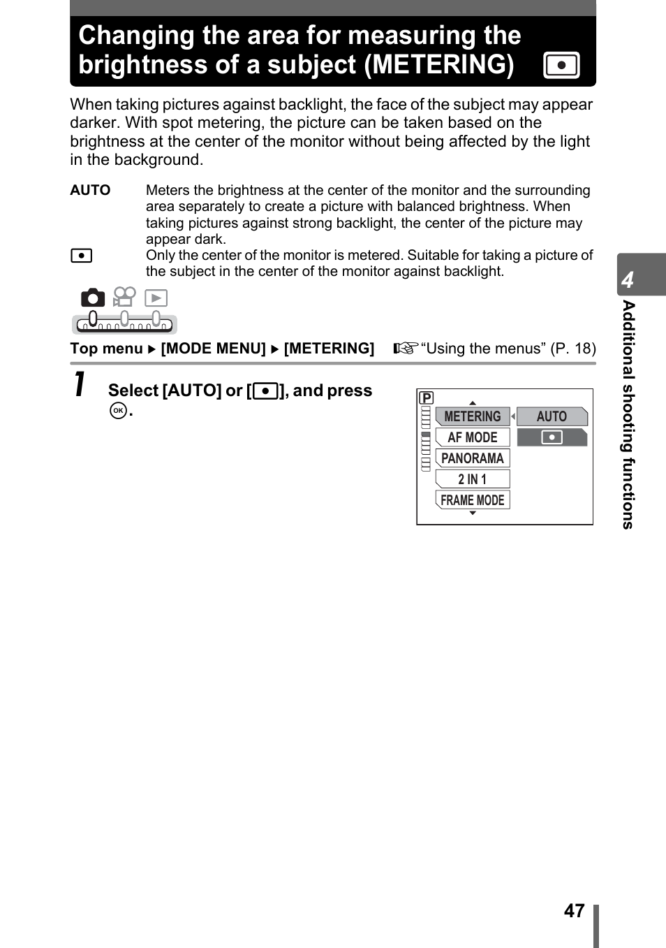 Metering) | Olympus IR-300 User Manual | Page 47 / 182