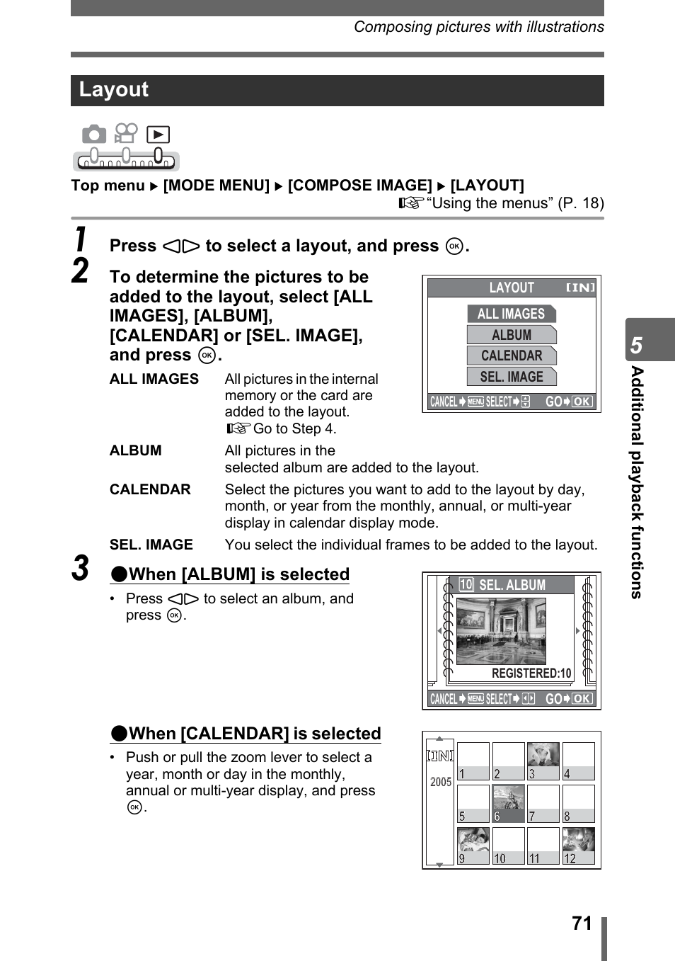 Layout | Olympus IR-300 User Manual | Page 71 / 182