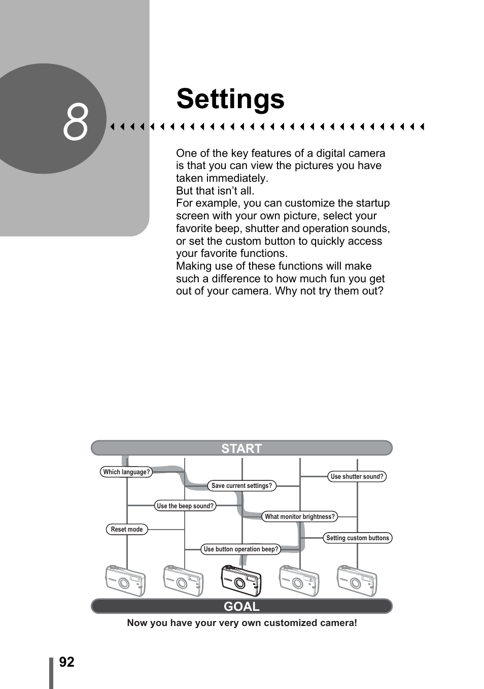 8 settings, Settings, P. 92 | Olympus IR-300 User Manual | Page 92 / 182