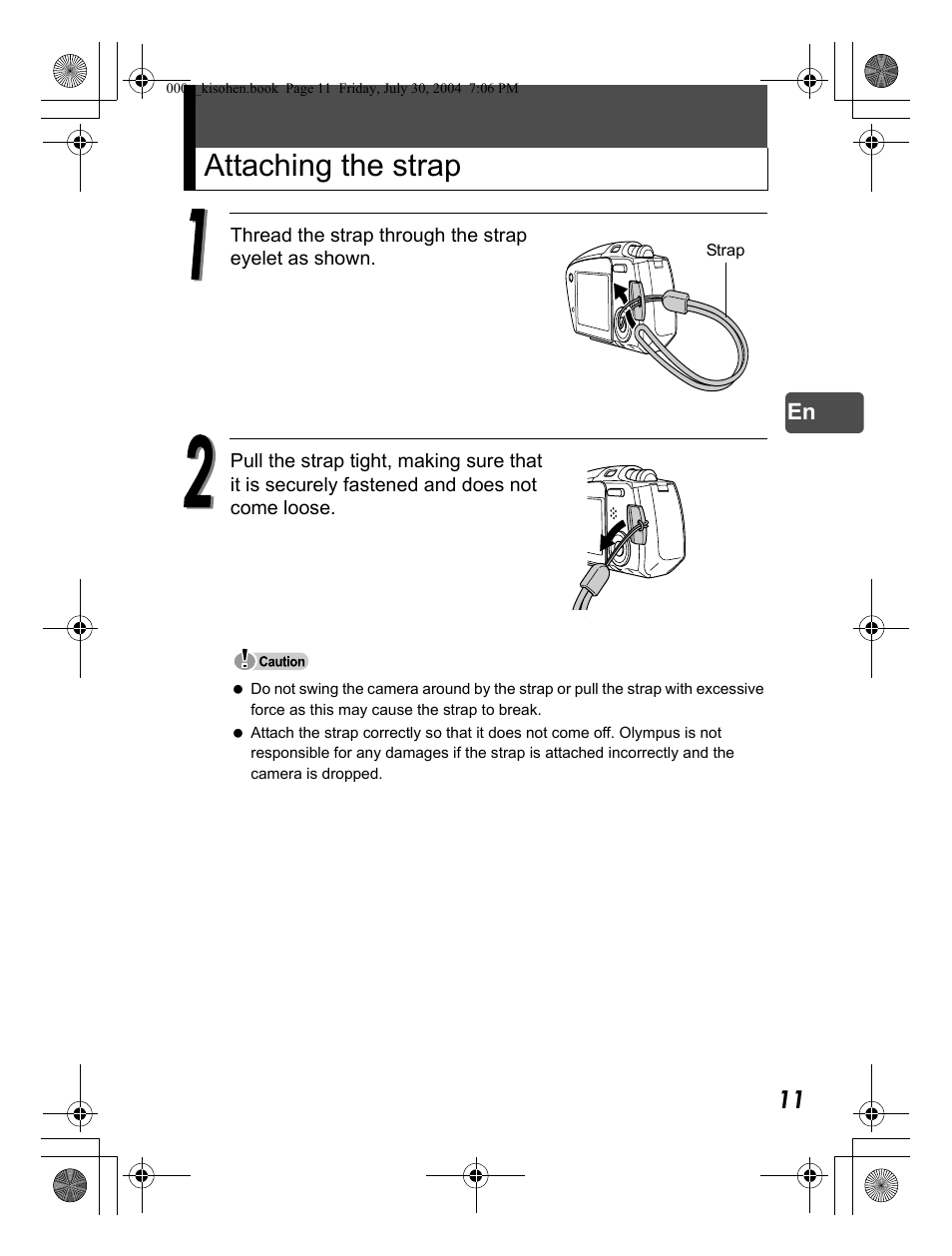 Attaching the strap | Olympus Stylus Verve User Manual | Page 11 / 163