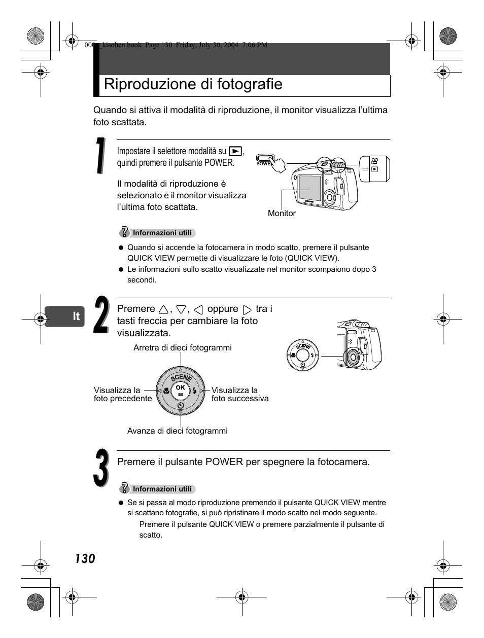 Riproduzione di fotografie | Olympus Stylus Verve User Manual | Page 130 / 163