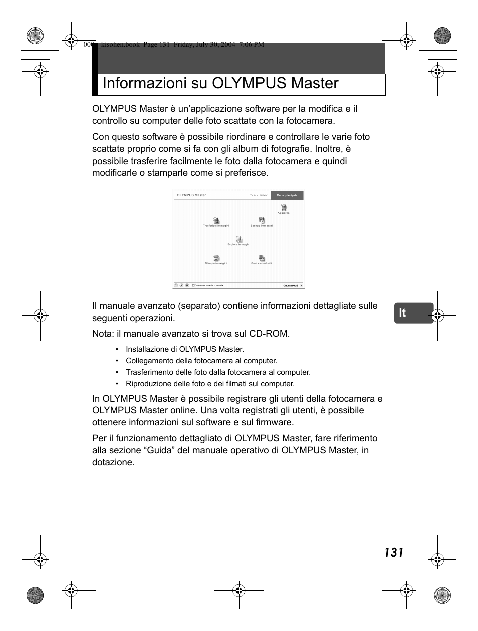 Informazioni su olympus master | Olympus Stylus Verve User Manual | Page 131 / 163