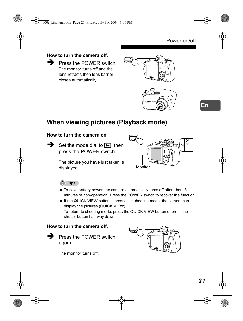 When viewing pictures (playback mode) | Olympus Stylus Verve User Manual | Page 21 / 163