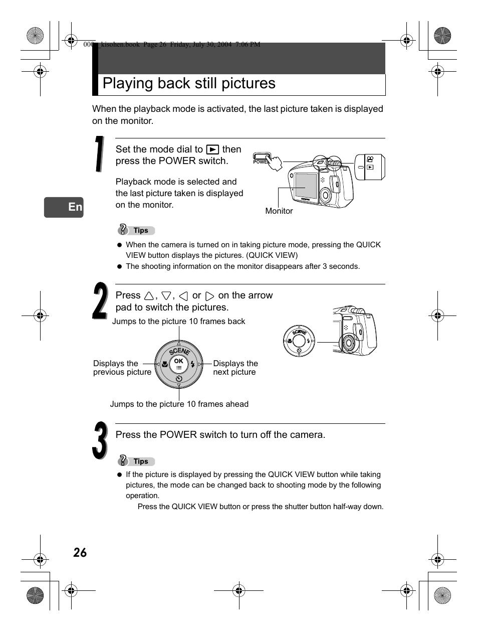 Playing back still pictures | Olympus Stylus Verve User Manual | Page 26 / 163