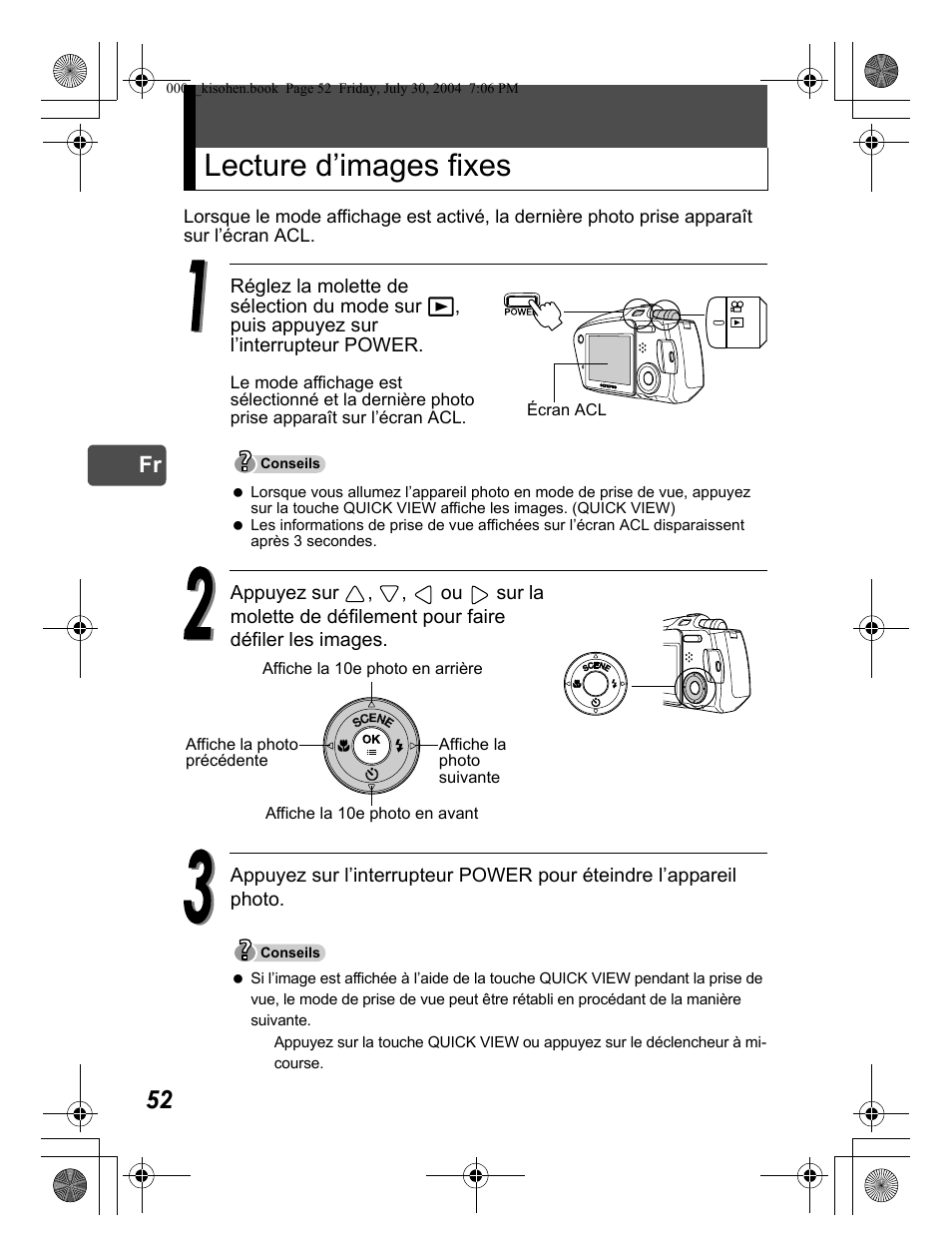 Lecture d’images fixes | Olympus Stylus Verve User Manual | Page 52 / 163