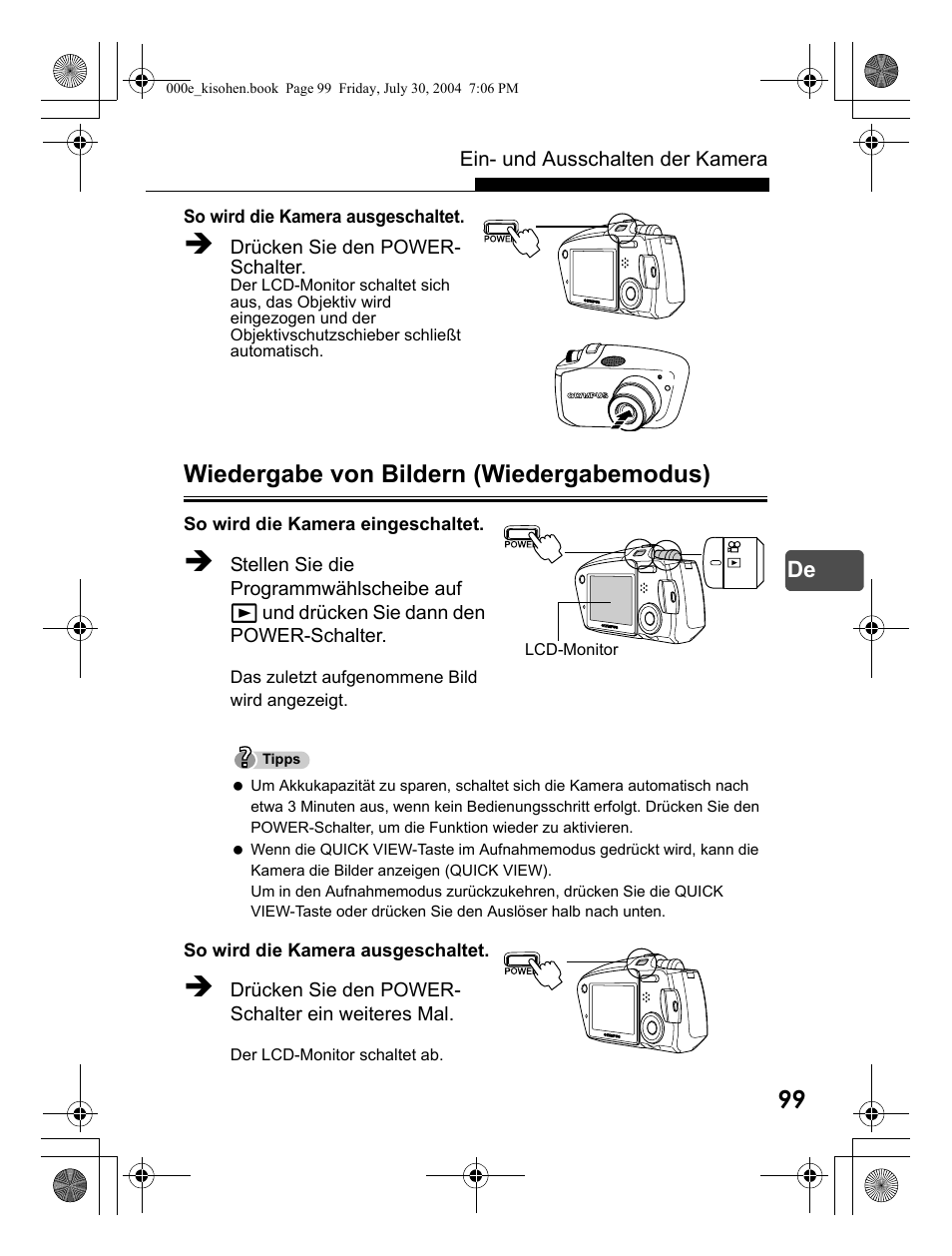 Wiedergabe von bildern (wiedergabemodus) | Olympus Stylus Verve User Manual | Page 99 / 163