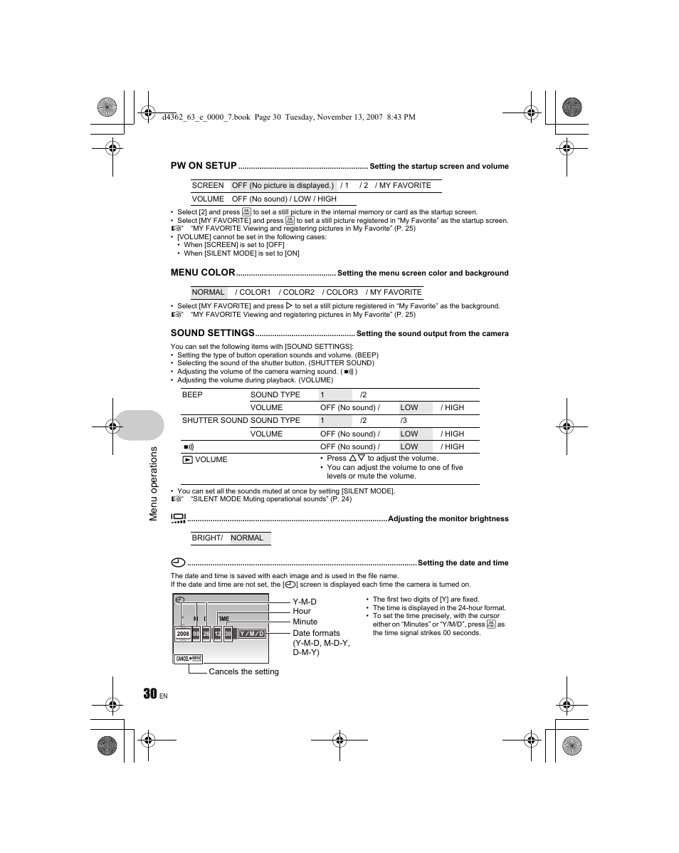 Men u o perat io ns | Olympus FE-340 User Manual | Page 30 / 68