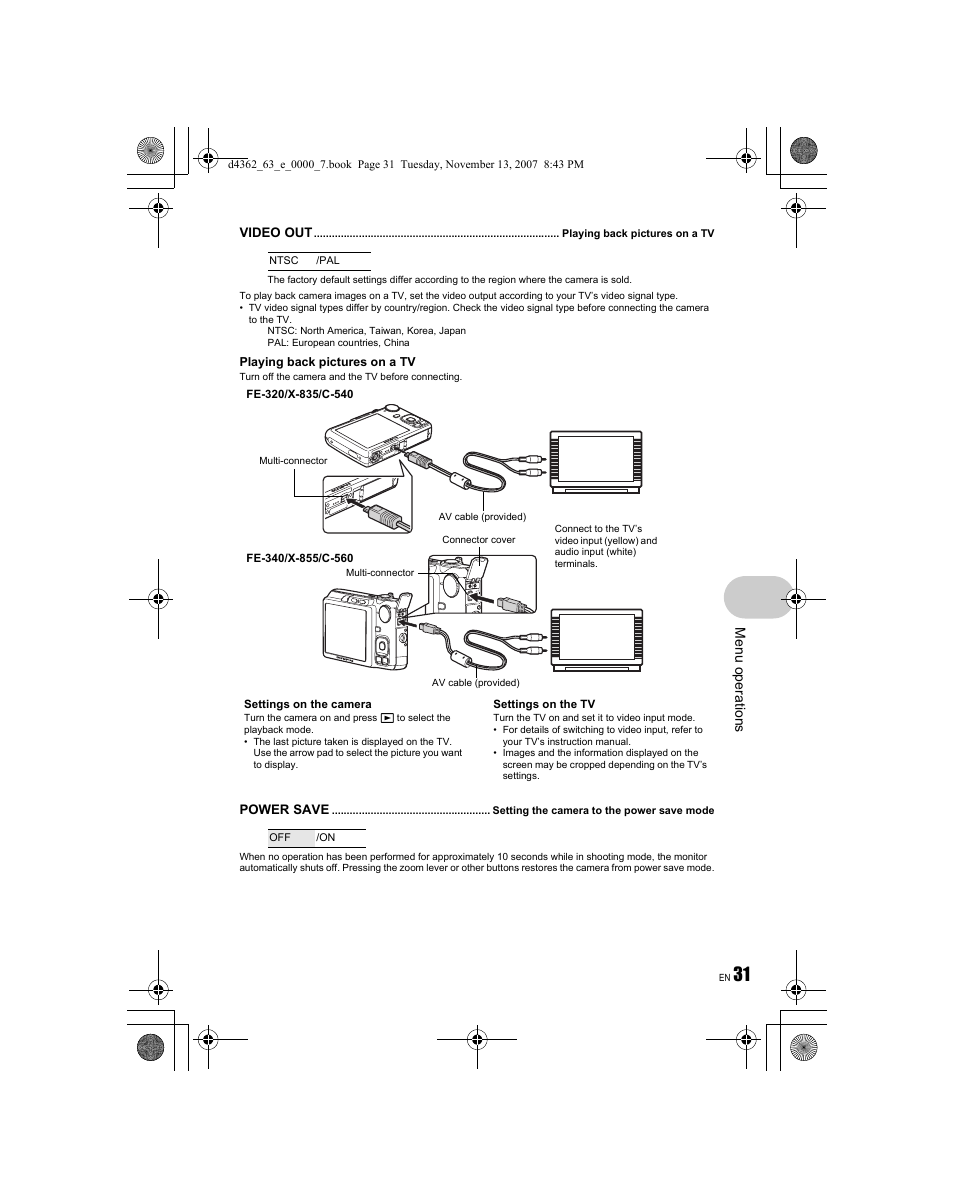 Menu o perat ion s | Olympus FE-340 User Manual | Page 31 / 68
