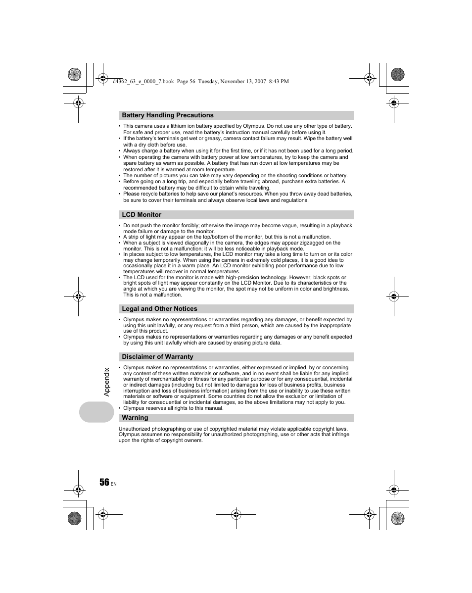 Olympus FE-340 User Manual | Page 56 / 68