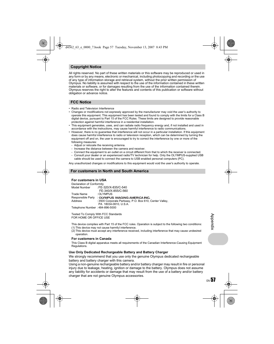 Appe ndi x | Olympus FE-340 User Manual | Page 57 / 68