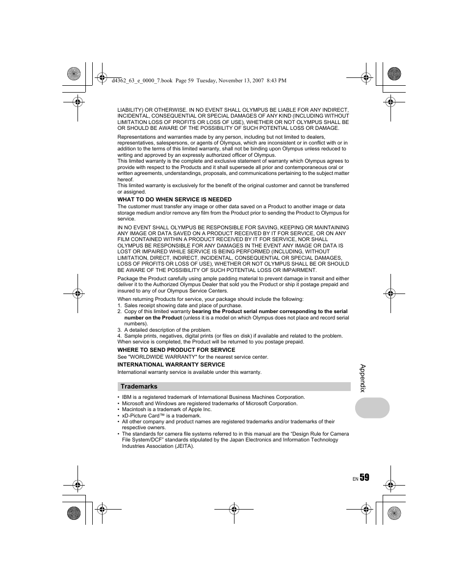 Olympus FE-340 User Manual | Page 59 / 68