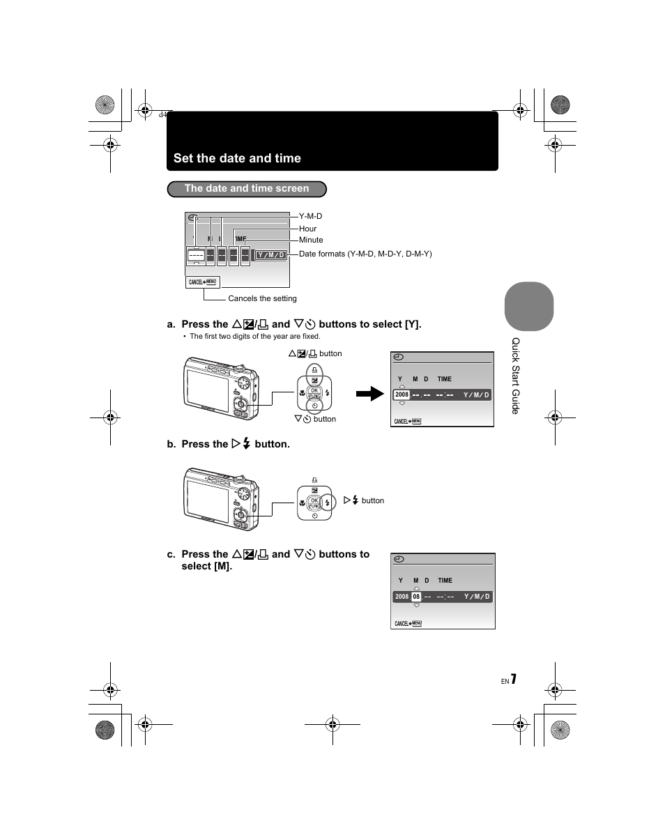Set the date and time | Olympus FE-340 User Manual | Page 7 / 68