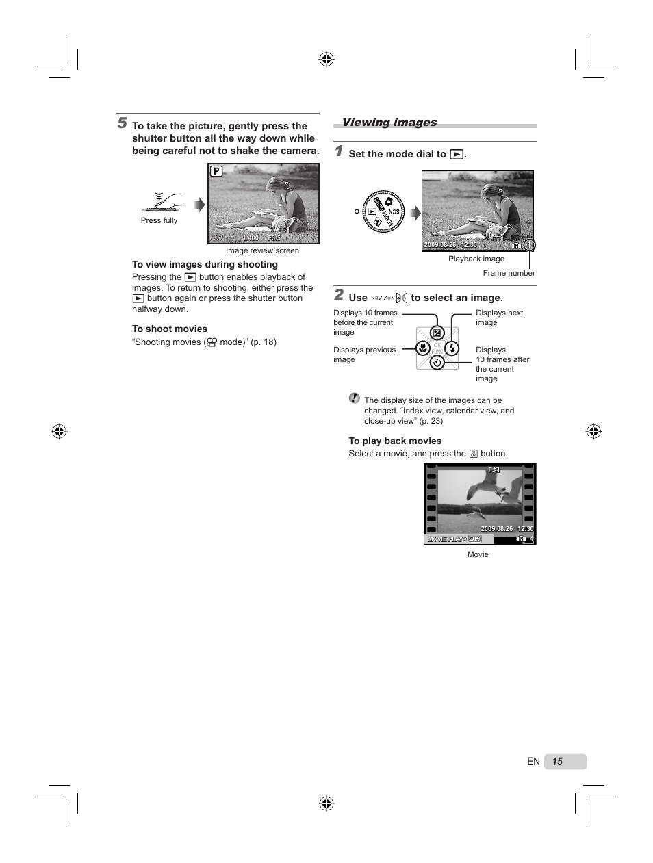 15 en, Viewing images | Olympus STYLUS 7000 User Manual | Page 15 / 70