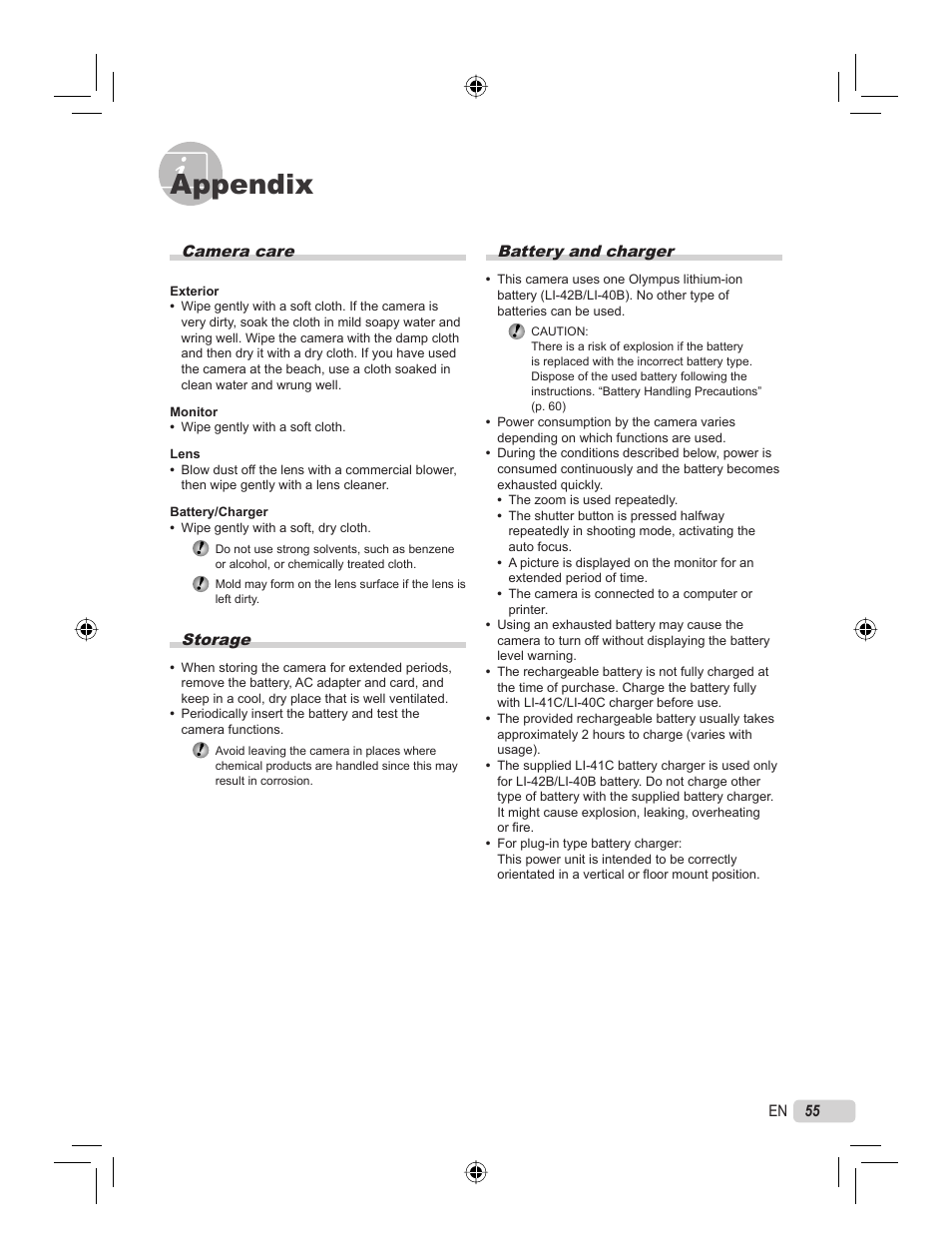 Appendix | Olympus STYLUS 7000 User Manual | Page 55 / 70
