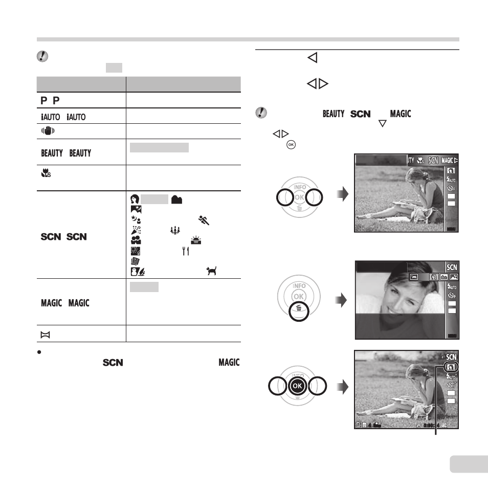 Selecting the shooting mode, 13 en | Olympus VG-190 User Manual | Page 13 / 78