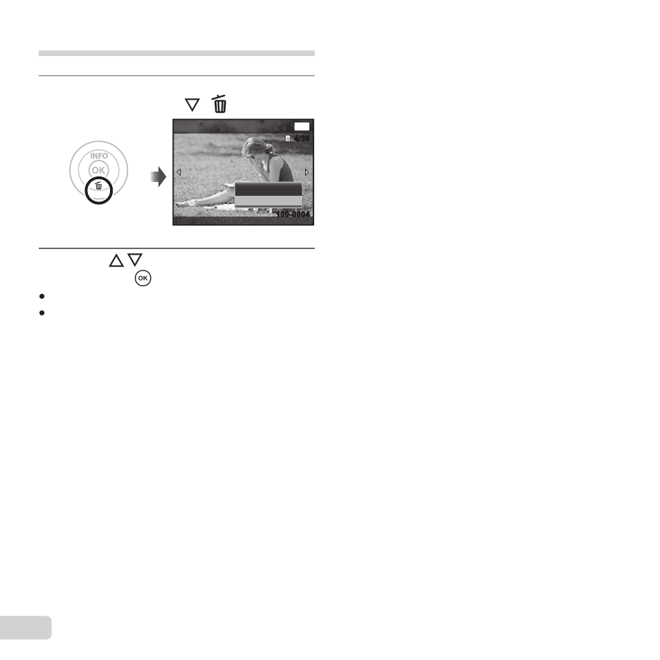 Erasing, Erasing images during playback, 20 en | Press fg to select [erase], and press the a button | Olympus VG-190 User Manual | Page 20 / 78